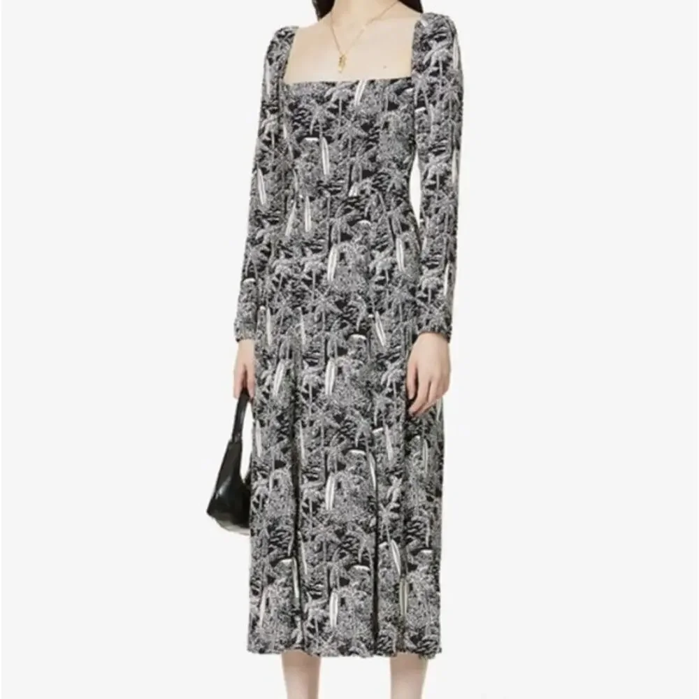 NWT Reformation Sigmund Tropical Printed Crepe Midi Dress Size 0 Lanai #2J456 - Picture 3 of 11